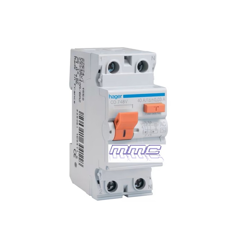 DIFERENCIAL 2P 40A 30MA HAGER CD748V